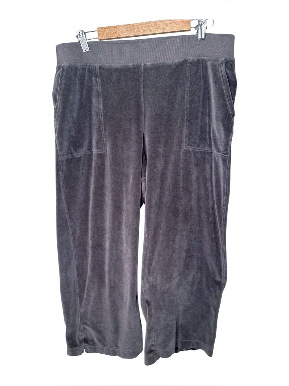 Pact Organic Cotton Pure Velour Wide Leg Pants Size XL Graphite Gray